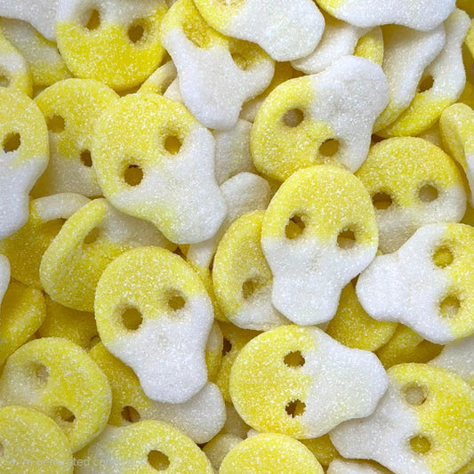 Yellow & White Fizzy Skulls (Strawberry & Banana)