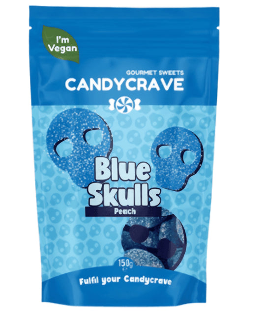 Peach Flavour Fizzy Blue skulls 150g Pouch